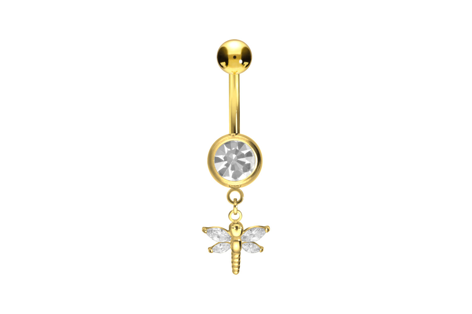 Titan Bananabell Piercing mit Innengewinde KRISTALL-LIBELLE